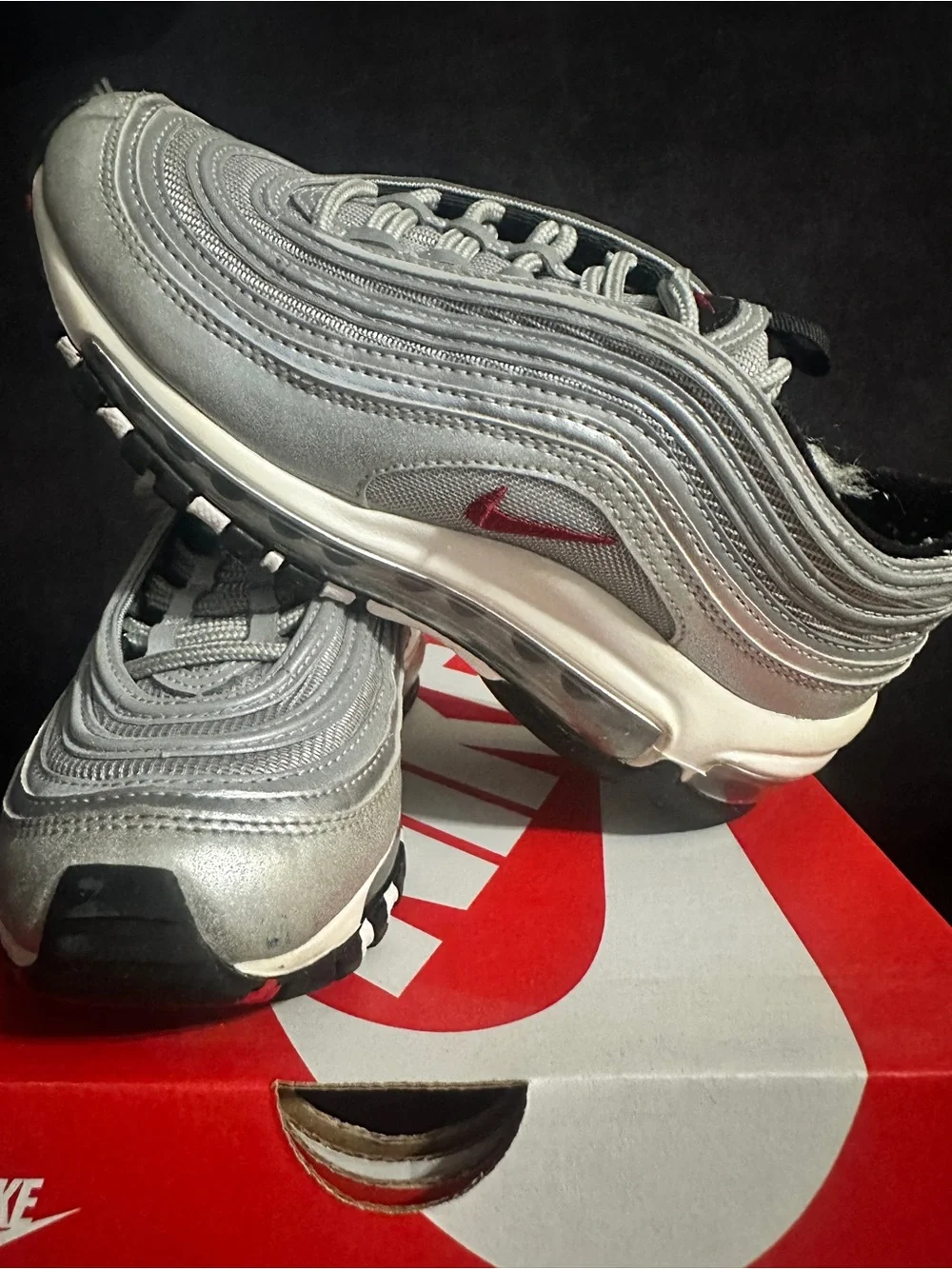 Nike Air Max 97 Silver with Red Swoosh